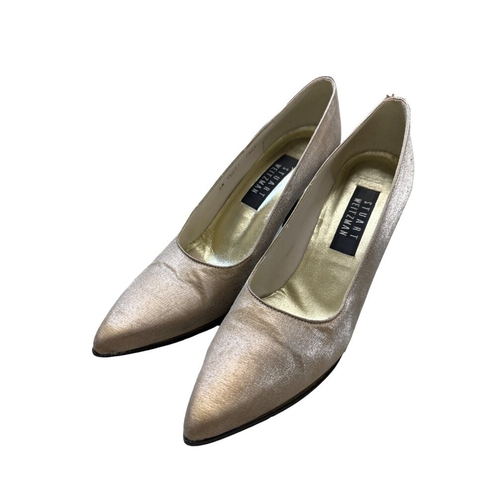 Stuart Weizman Women’s Gold Shimmering Shoes Heel… - image 6